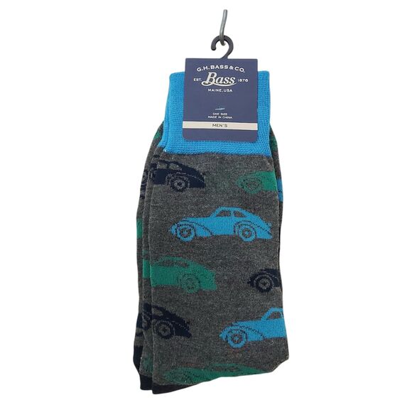 G.H.Boss & Co. Crew Socks 1 Pair Mens One Size Gray Comfort Casual Cars Print - Picture 4 of 6
